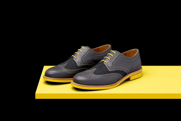 Mens shoes grey and yellow outlet