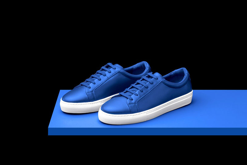 Mens Blue Leather Sneakers