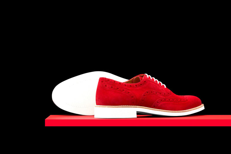 Mens Red Suede Wingtip Dress Shoes – Bold Society