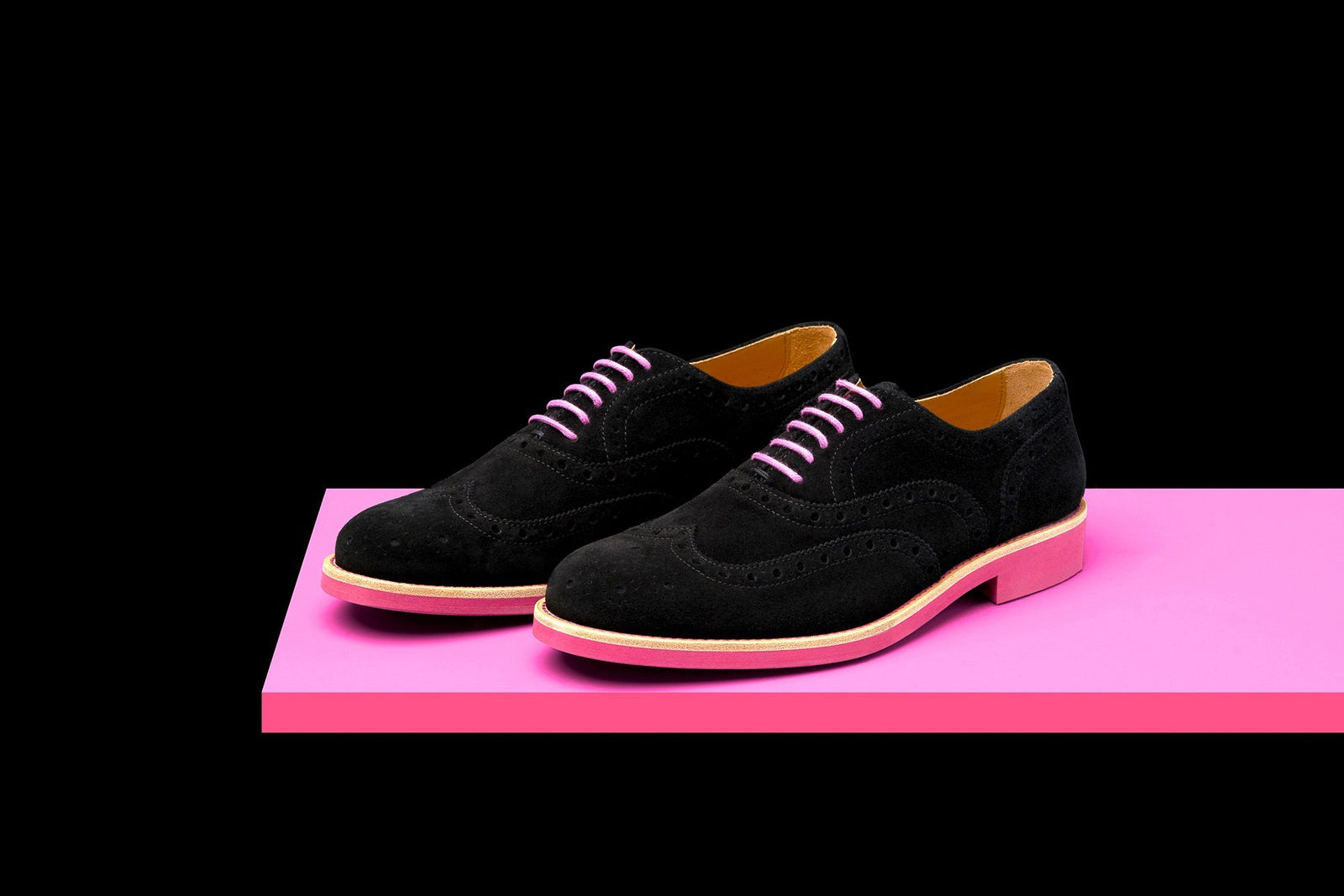 Mens Black Pink Suede Wingtip Dress Shoes Bold Society