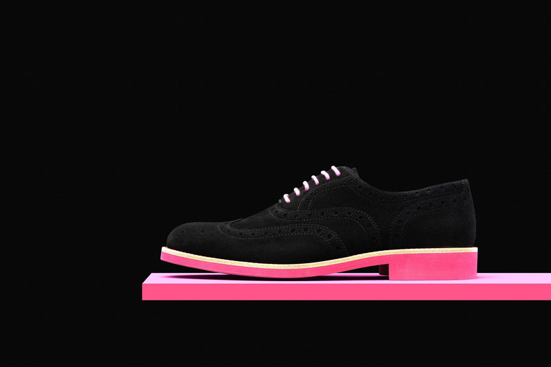 Mens Black & Pink Suede Wingtip Dress Shoes – Bold Society