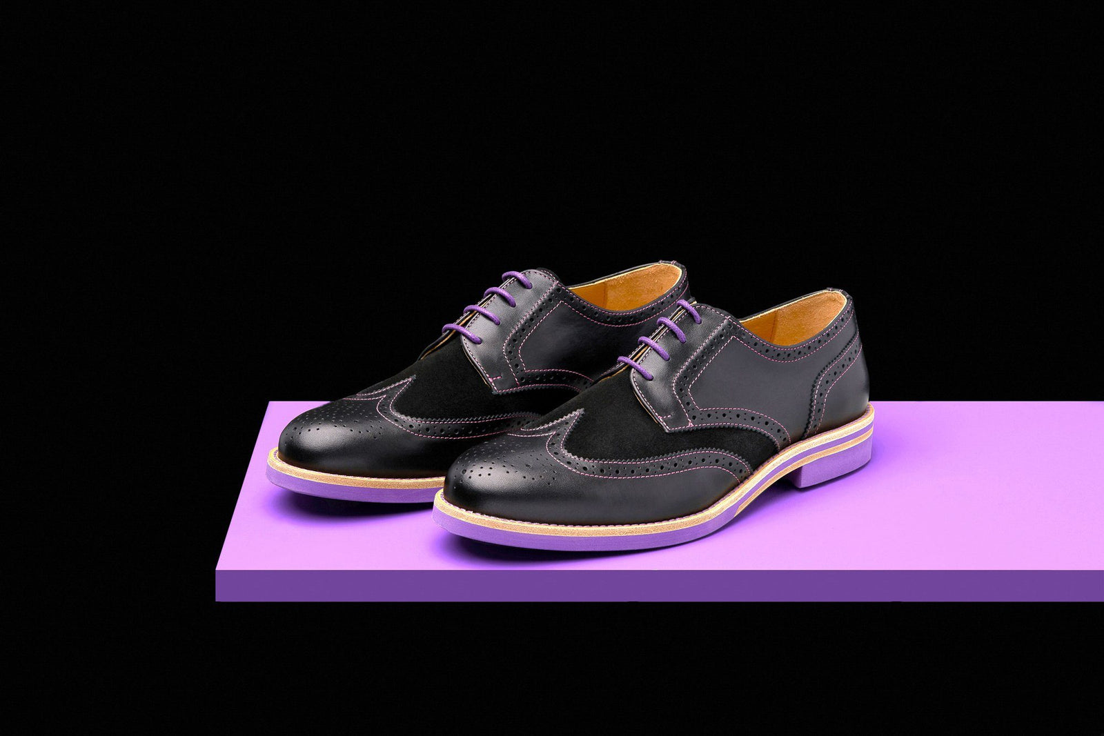 Purple dress black shoes hotsell