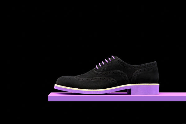 Mens Black & Purple Suede Wingtip Dress Shoes 222