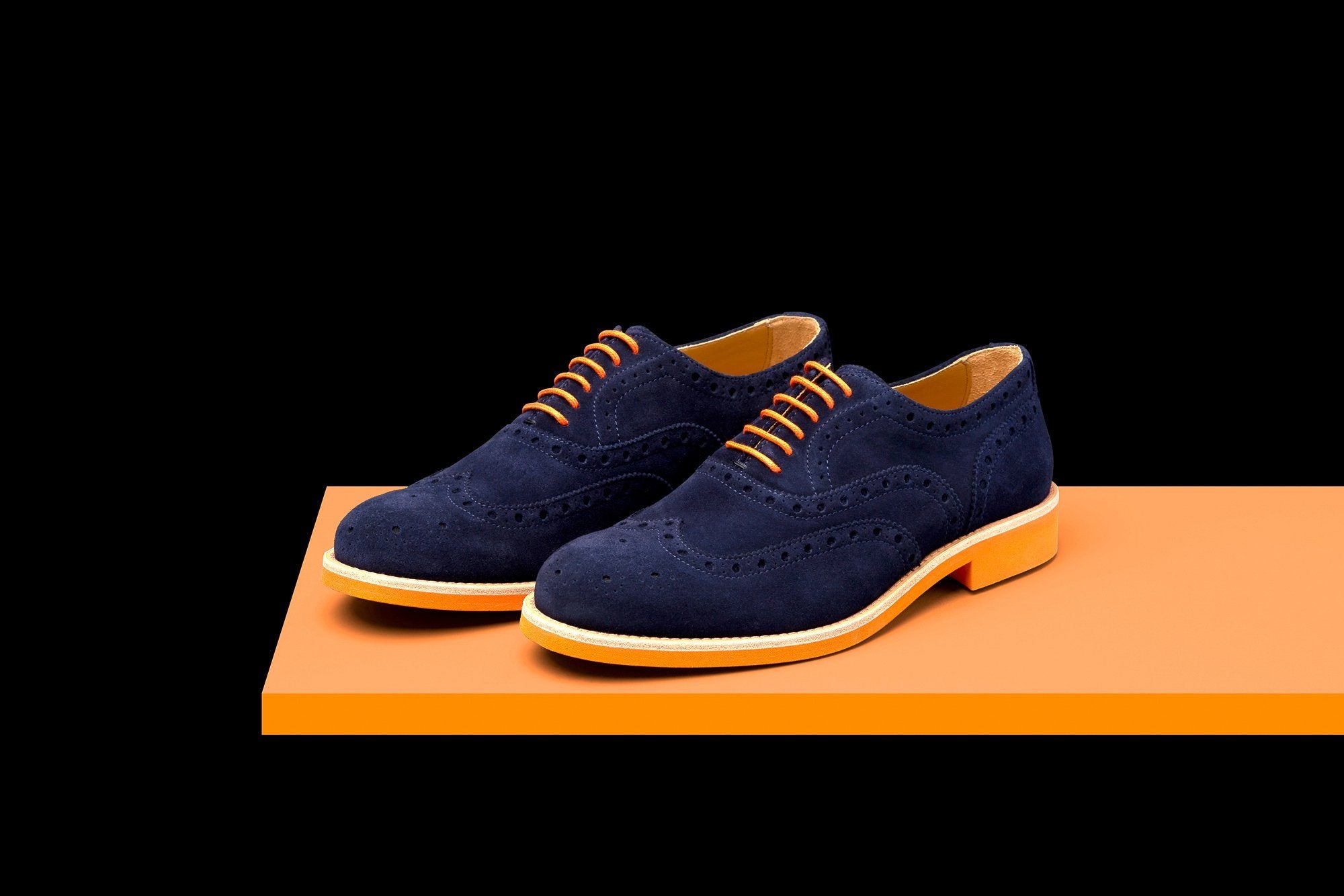 Mens Blue & Orange Suede Wingtip Dress Shoes Bold Society