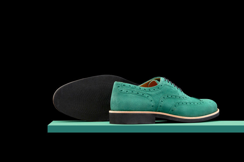 Mens Green & Black Suede Wingtip Dress Shoes – Bold Society