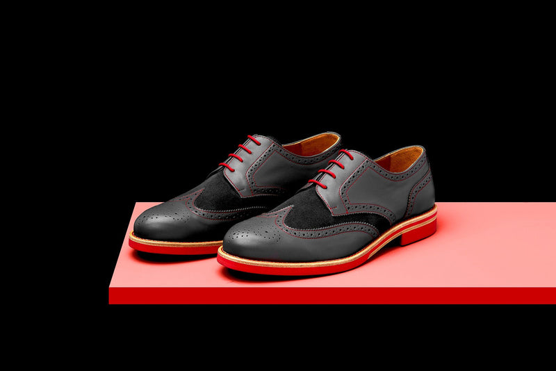 Mens Grey & Red Leather Wingtip Dress Shoes – Bold Society