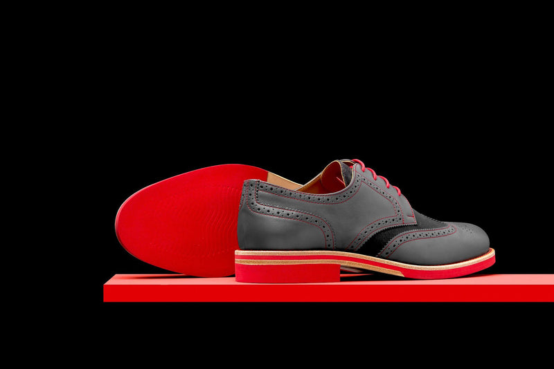 Red dress grey shoes store