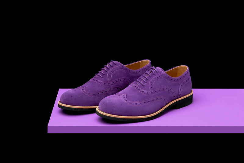 Mens Purple & Black Suede Wingtip Dress Shoes 333