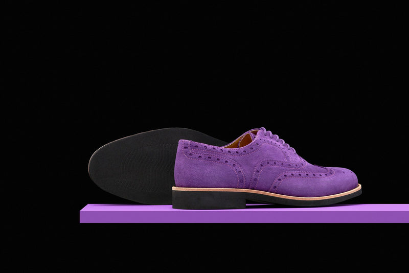 Mens Purple Black Suede Wingtip Dress Shoes 333 Bold Society